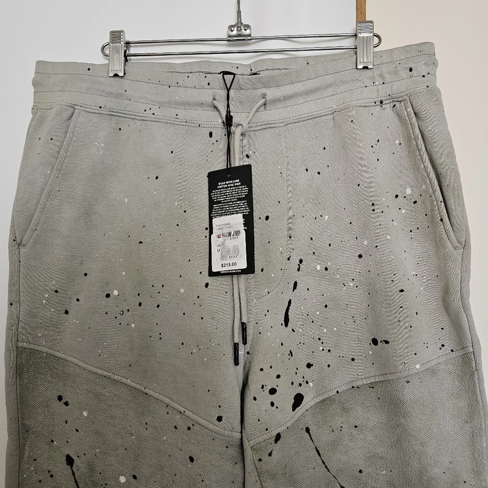 NWT Hudson Los Angeles Mens Moto Paint Splatter Confetti Gray Size M Joggers
